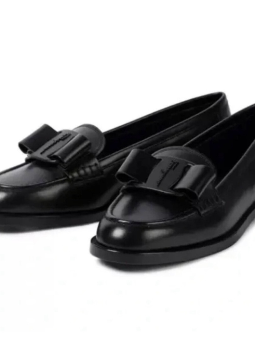 Salvatore Ferragamo Vivaldo Black Leather Bow Loafers